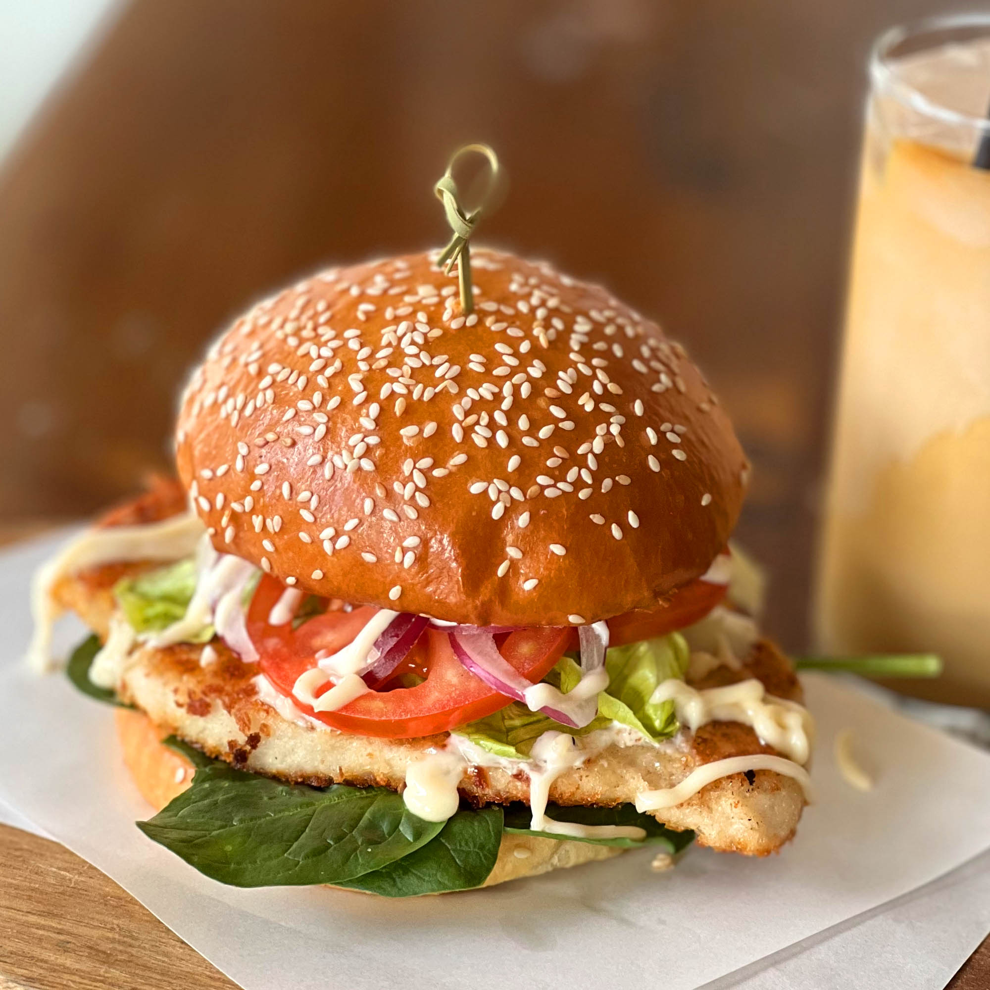 Chicken Schnitzel Burger | Menu | The Sitting Wombat Cafe